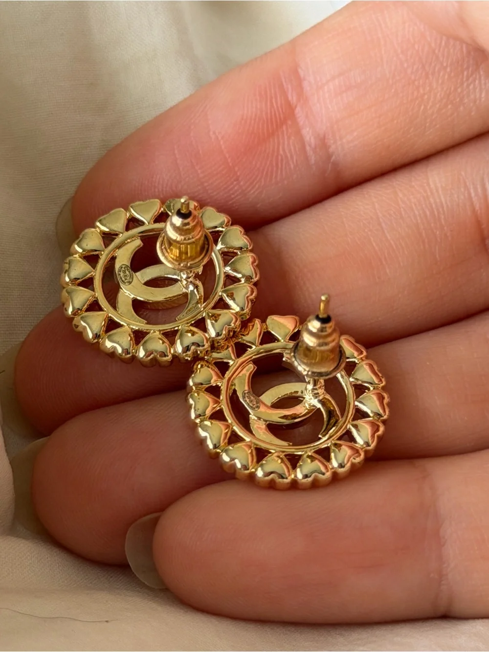 Chanel Hearts Interlocking Circle Earrings